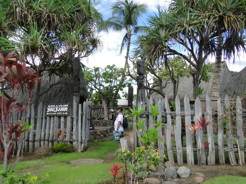 Hale Kahiko, replica Hawaiian villagin at the Old Lahaina Center