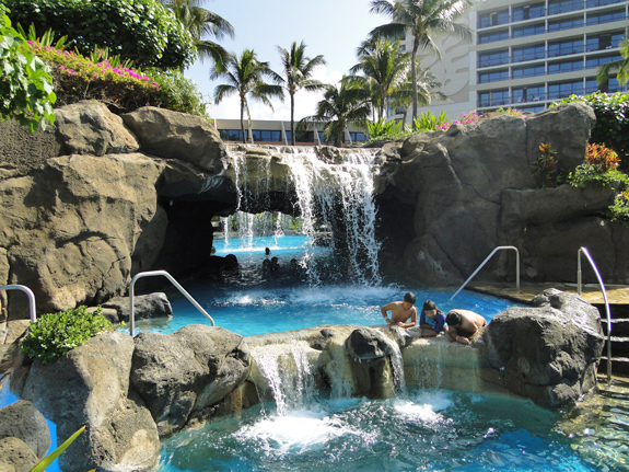 waterfalls in the swimming pool