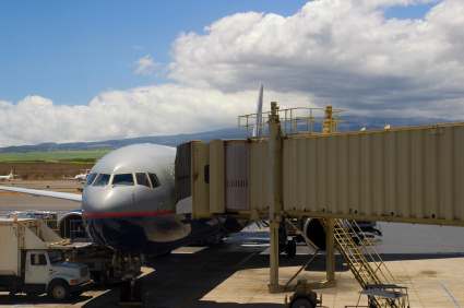 plane landed at a Maui airport and docked at the terminal